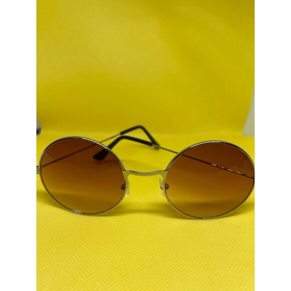 BROWN John Lennon Round Sunglasses – Vintage Circle Frame – New - Picture 1 of 4